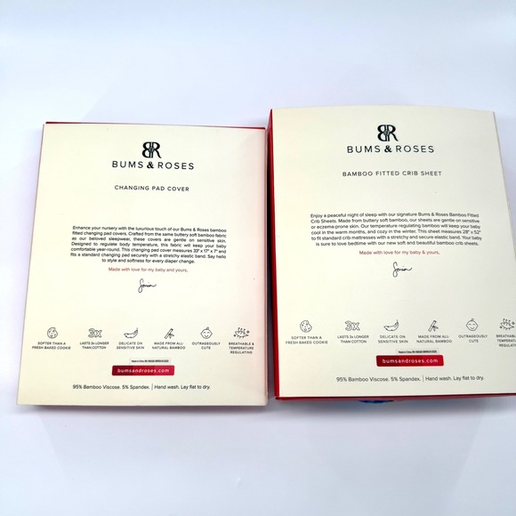 Bums & Roses Bamboo Fitted Crib Sheet & Changing Pad Cover Once in a Blue Bloom - Picture 4 of 5